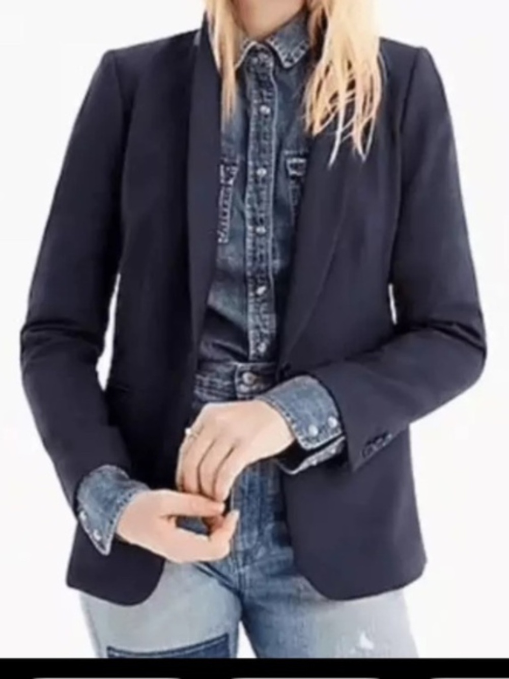 J. Crew Parke Navy‎ Wool Blend Blazer Size 00 EUC